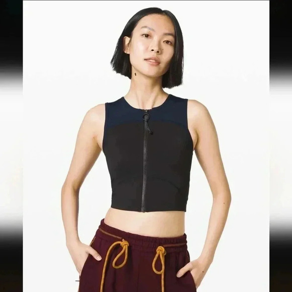 Lululemon Face Forward Crop Top *lululemon x Roksanda True Navy / Black - Picture 1 of 8